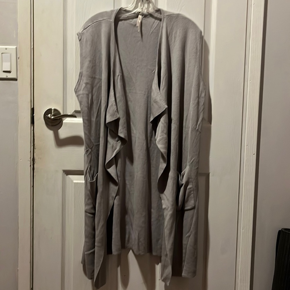 Dove Grey Sleeveless Duster Vest
